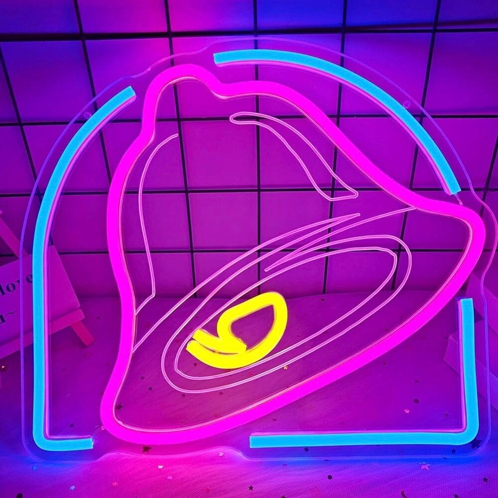 Taco Bell Neon Sign Fast Food Logo Night Light Room Wall Decoration